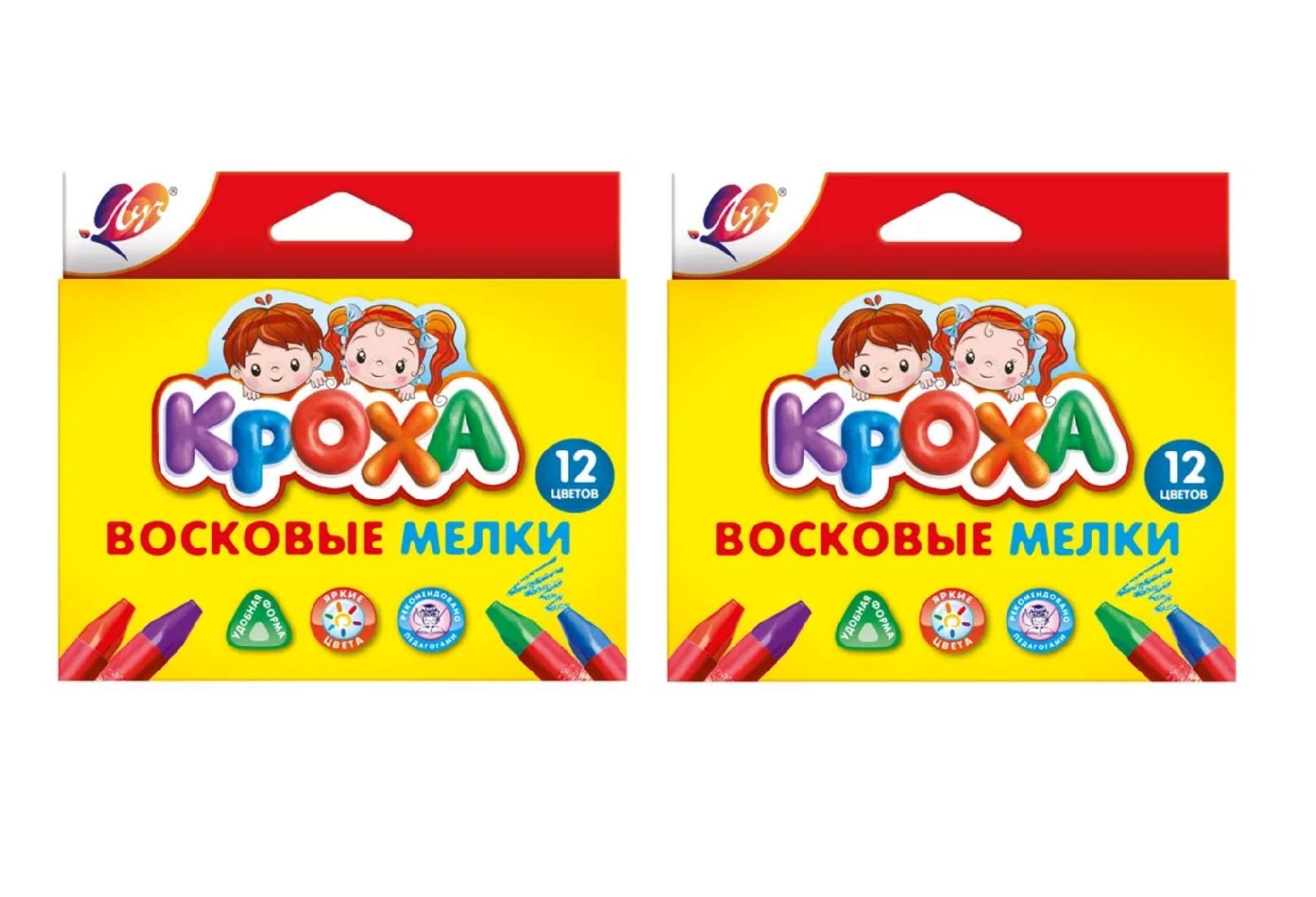 Мелки восковые на масляной основе Луч Кроха, 12 цветов x 2 шт