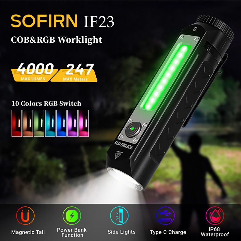 SofirnIF236000KXHP50DМощныйсветодиодныйфонарь21700аккумулятор4000лмUSBCПерезаряжаемыйпрожекторФонарьсмагнитом