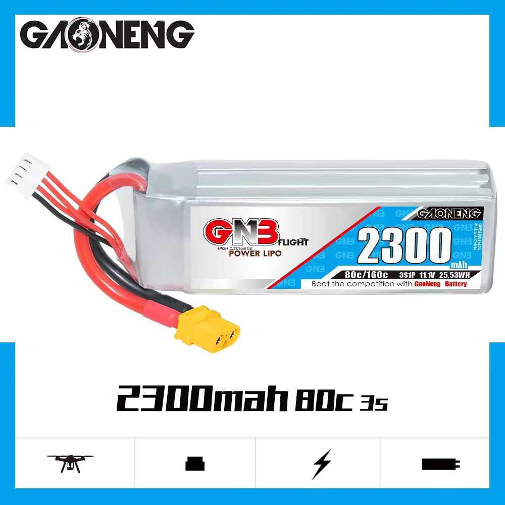 Аккумулятор Li-po GNB 2300mah 3S1P 11.1V 80C 27x34x107mm XT60