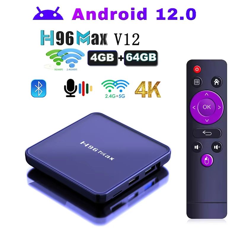 H96MAXV12,RK3318четырехъядерныйдвухъядерныйWiFiBluetooth4.0DDR3Android12.0,сетеваяприставкадлятелевизора,сетевойпроигрыватель4kHD