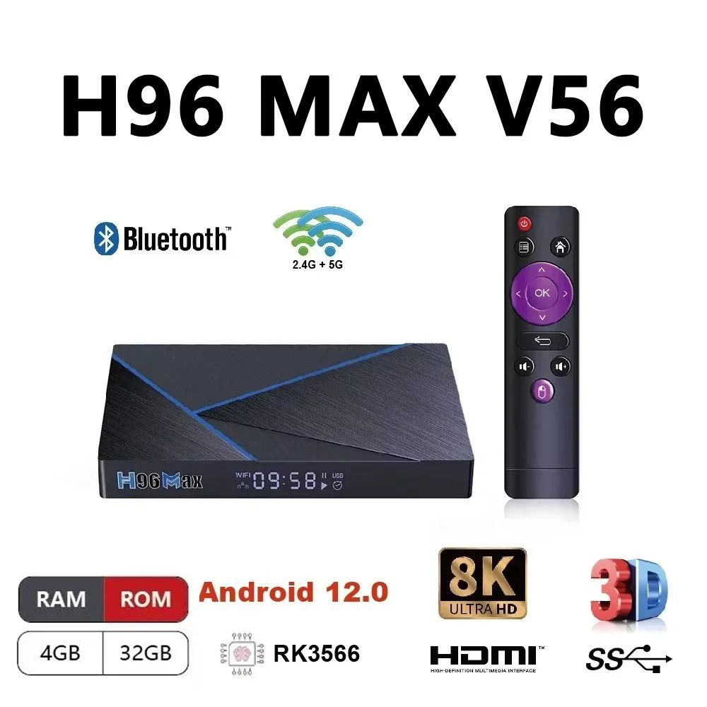 H96MaxV56Android12.08KRK3566Телевизионнаяприставка