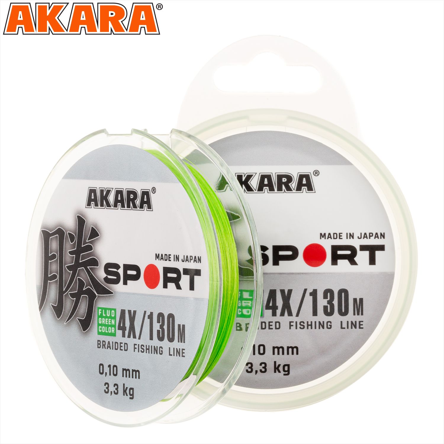 Шнур Akara Sport X-4 Fluo Green 130 м 0,10