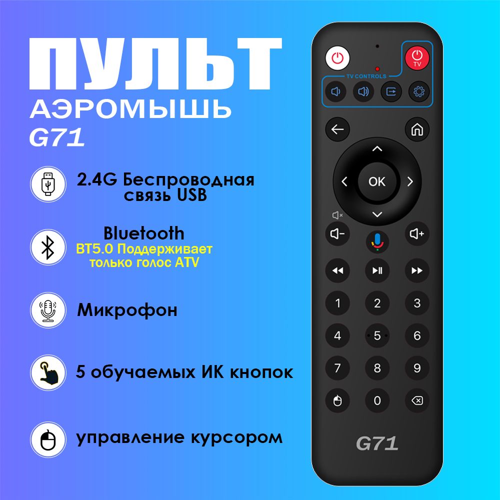 ГироскопическийпультAirMouseG712.4GHz+BT5.0сголосовымуправлением