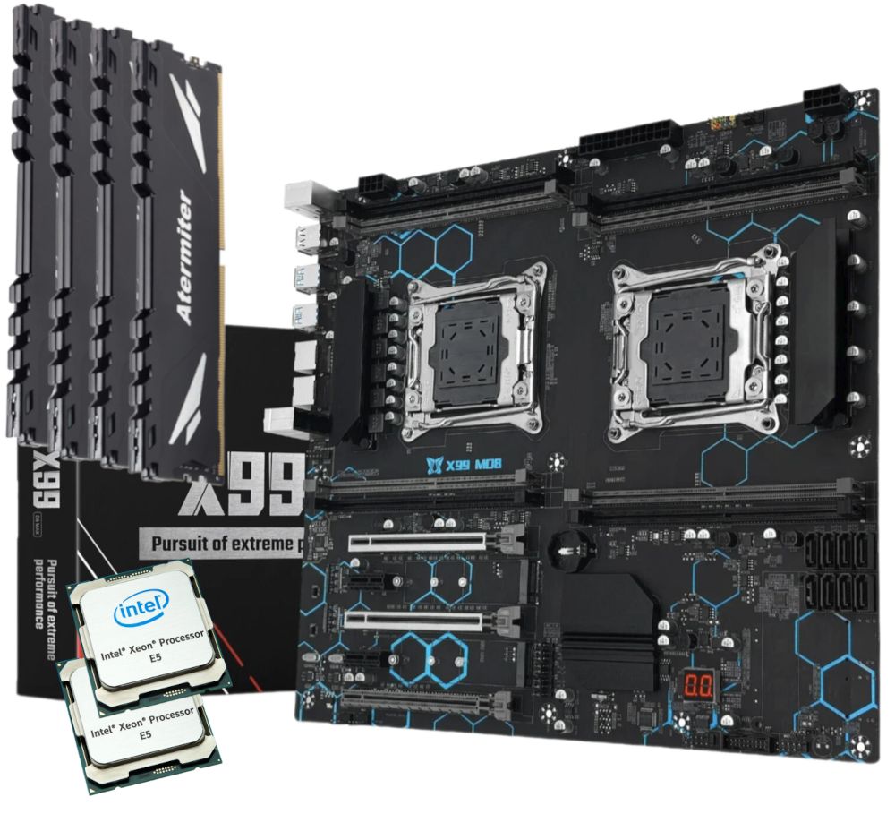 MACHINISTМатеринскаяплатадвухпроцессорнаяMachinistX99MD8вкомплектесIntelXeonE52680v4(28ядер/56потоков)+64Гб(16*4шт)DDR4REGECC2400мГц