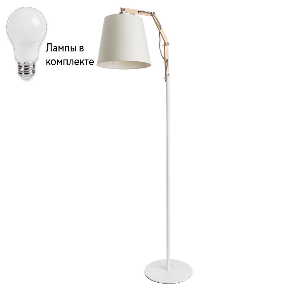 Торшер с лампочкой Arte lamp A5700PN-1WH+Lamps