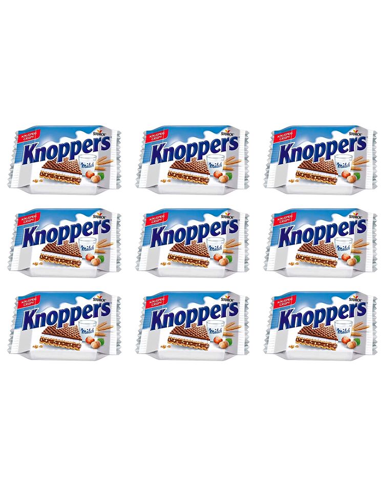 Вафли Knoppers с кремовой начинкой, 9 шт по 25 гр