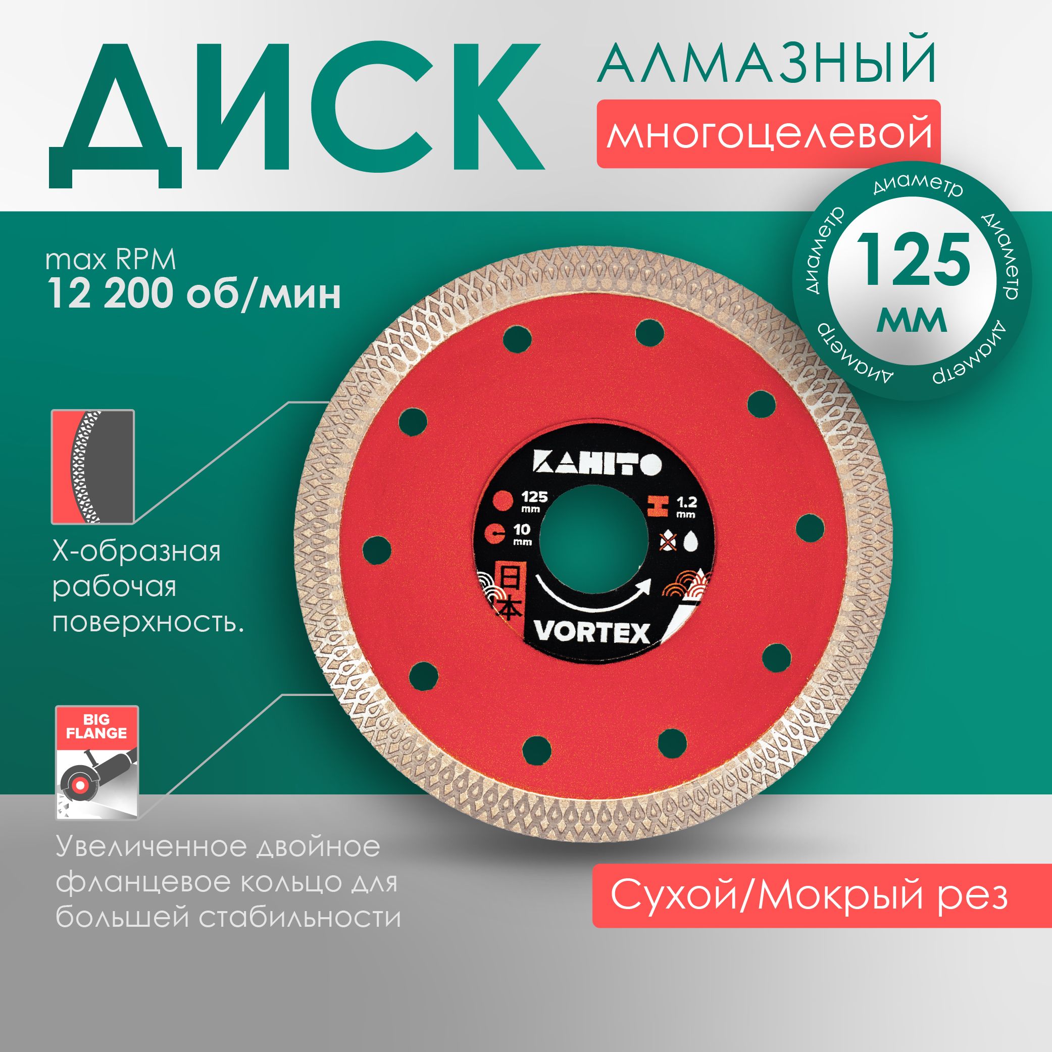 ДискалмазныйX-TYPE125x22.23x1.2длякерамогранита