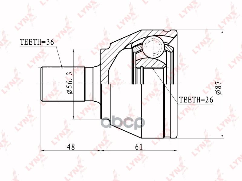Шрус Наруж. Ком/Кт LYNXauto арт. CO3058