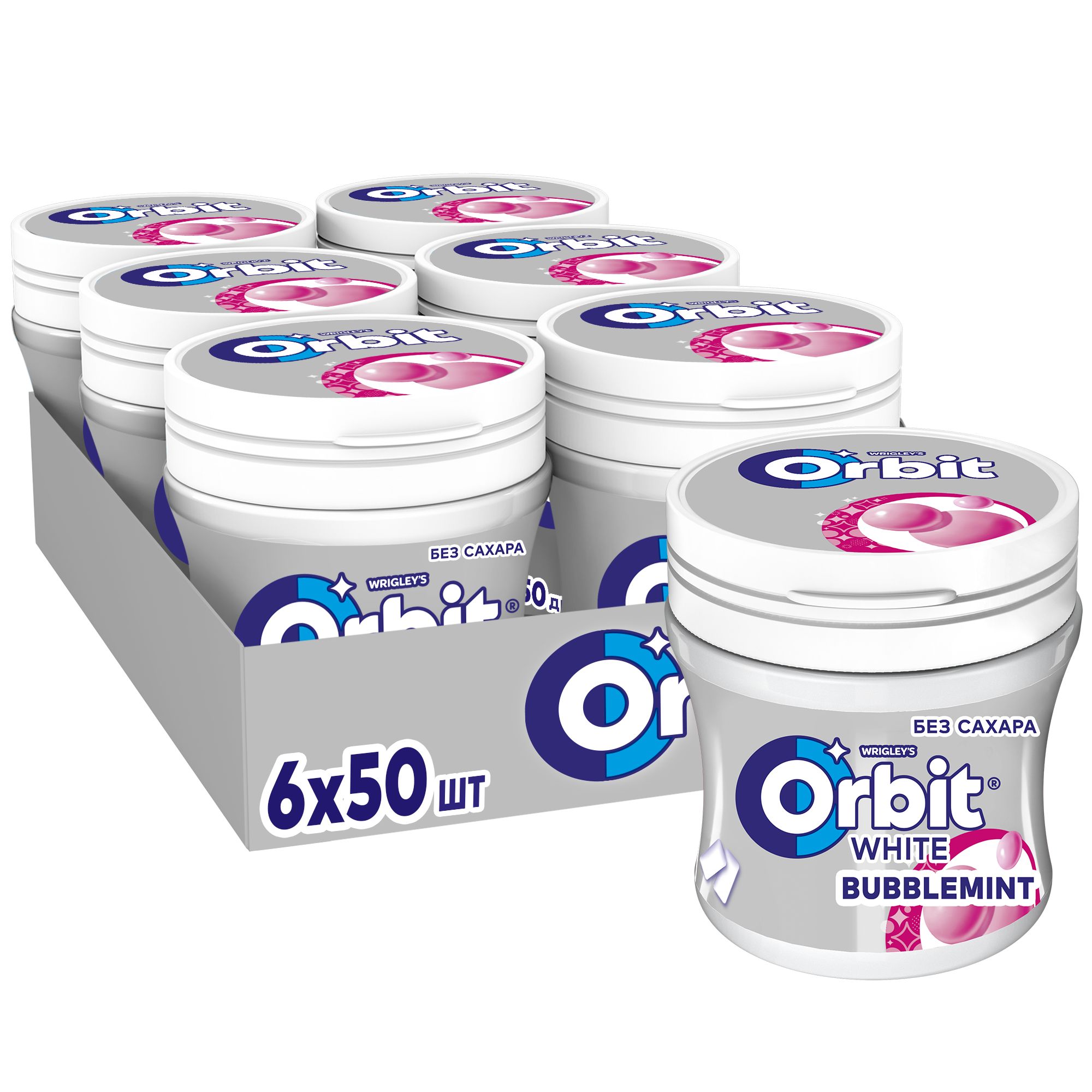 Жевательная резинка Orbit White Bubblemint, без сахара, 6 шт по 68 г