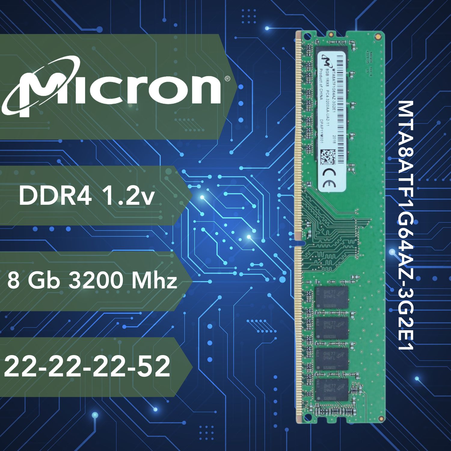 Micron Оперативная память DDR4 3200 МГц для пк 1x8 ГБ (0)