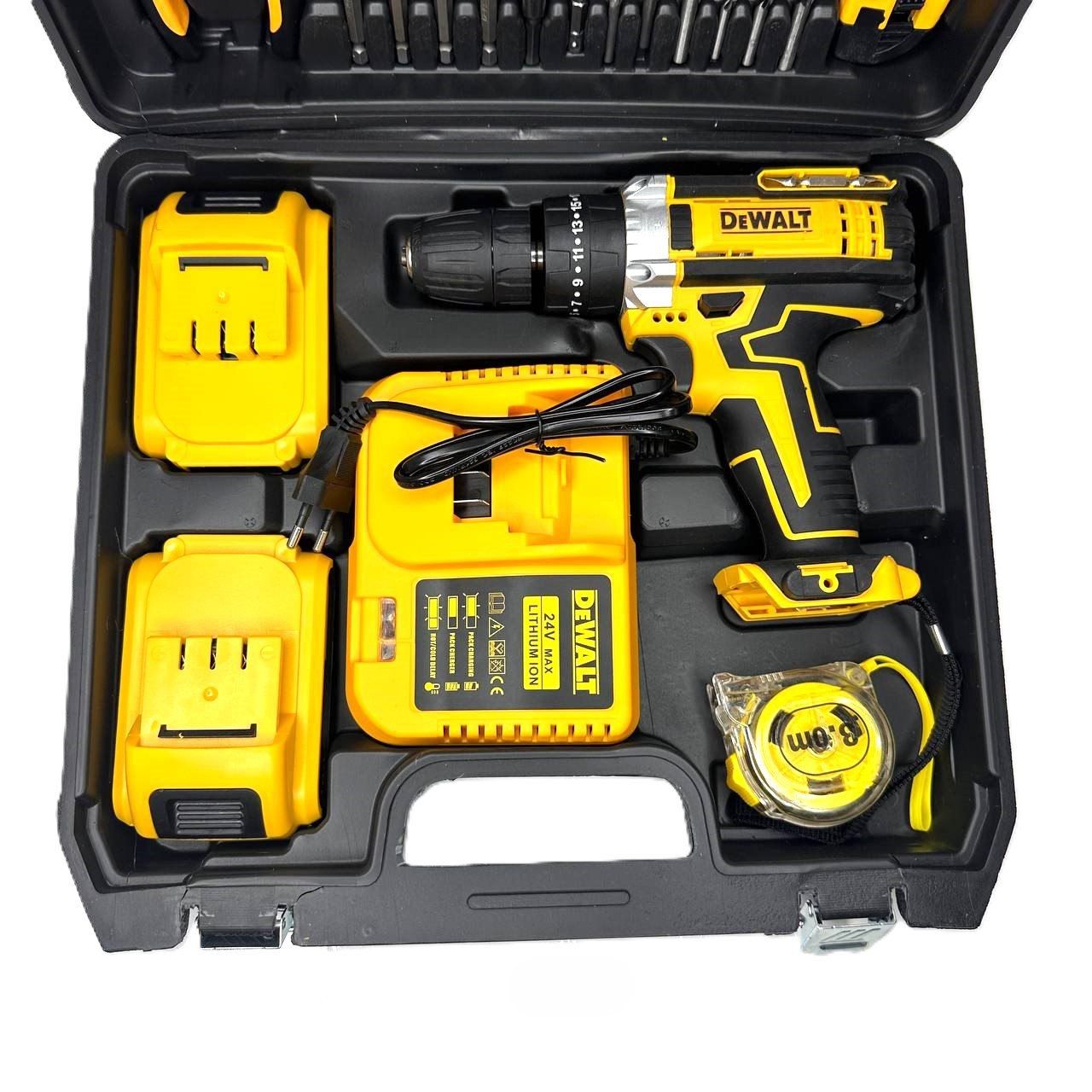 Шуруповерт аккумуляторный DeWalt XR с набором инструментов 24V 2АКБ