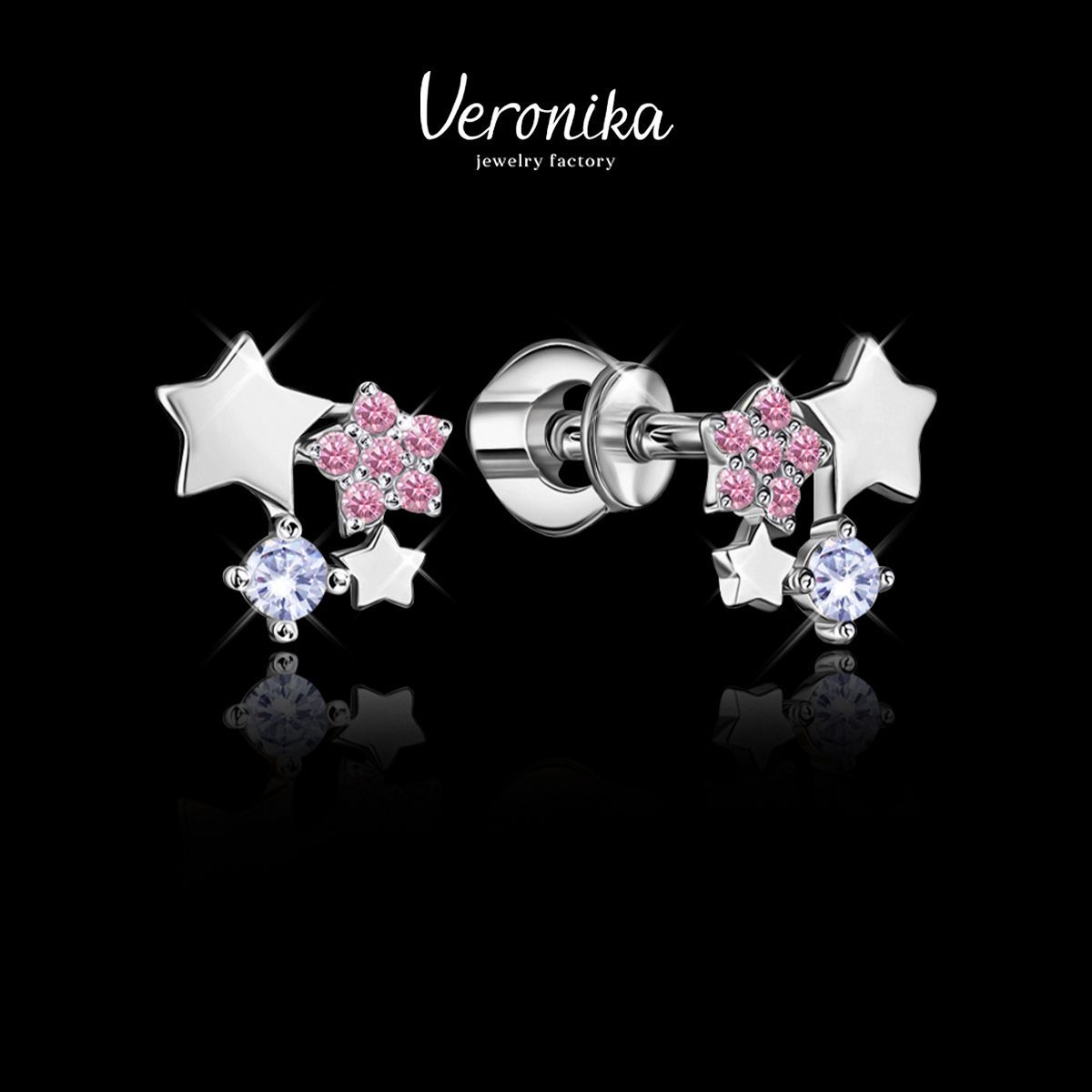 Veronika jewelry factory Серьги женские серебро 925 пробы пусеты гвоздики