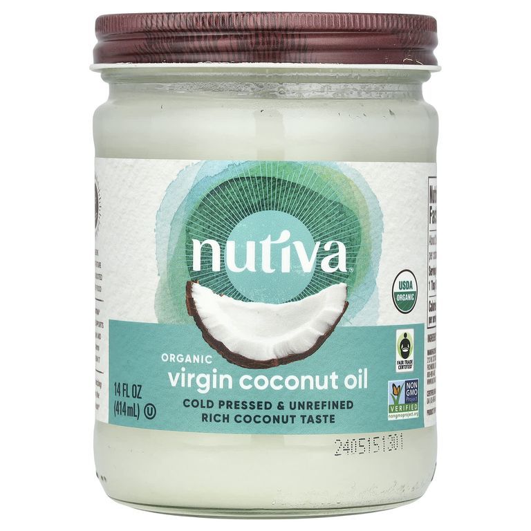 Nutiva, Organic Virgin Coconut Oil, Органическое кокосовое масло первого отжима, 414 мл