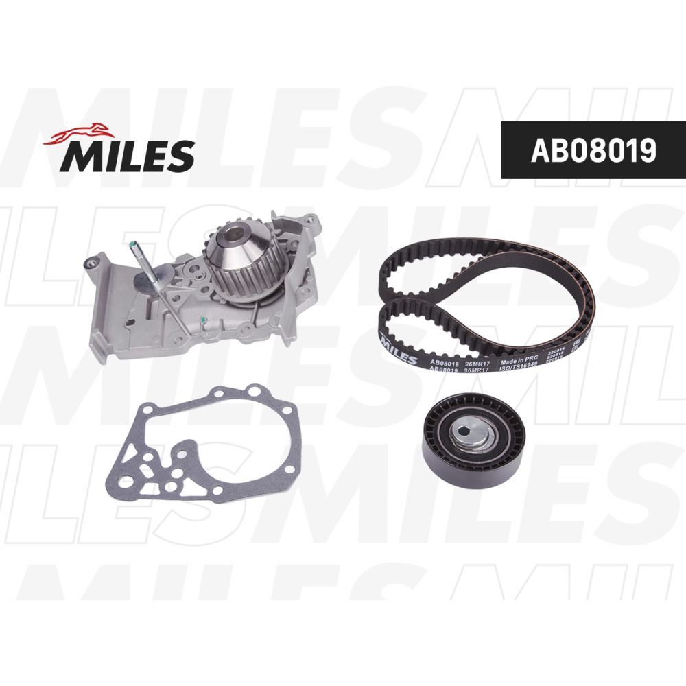 Комплект ГРМ Renault Logan 8V 04-09, Sandero 8V 07-09, Megane 95-03 (ремень+ролик+ помпа) MILES MILES AB08019, oem 119A08413R