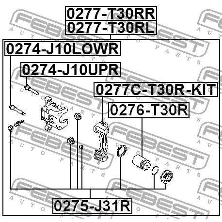 Суппорт задн правый NISSAN PRIMERA P12 0277-T30RR FEBEST 0277-T30RR