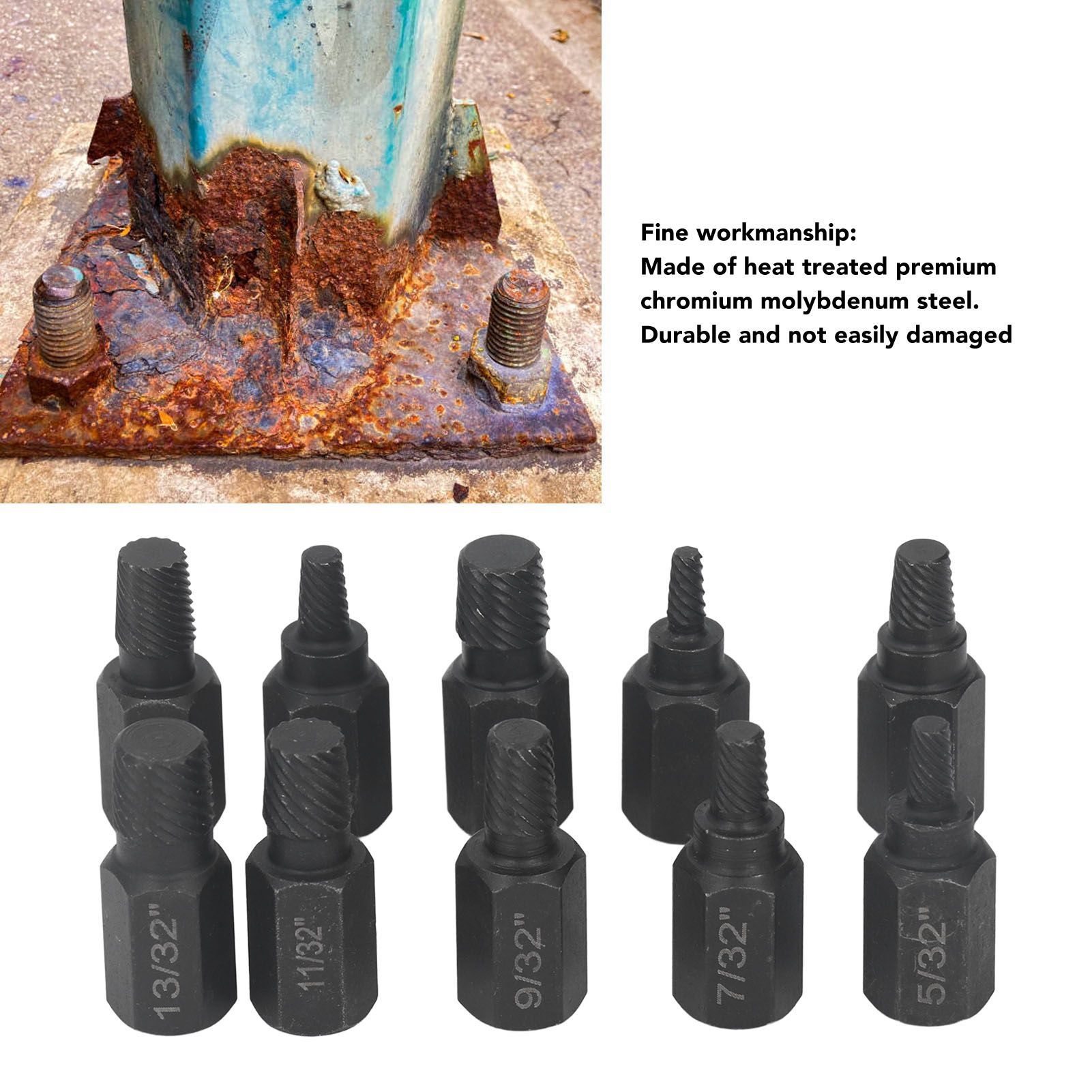 Набор из 10 предметов: экстрактор обломанной проволоки из черной хромованадиевой стали, экстрактор обломанной проволоки