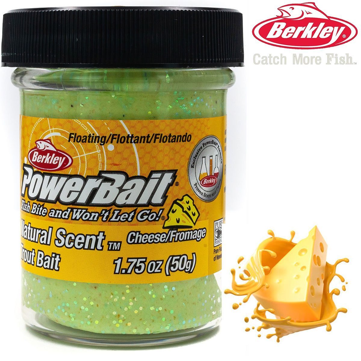 Паста Berkley PowerBait Natural Scent Trout Bait Cheese Light Green/gltr 50g