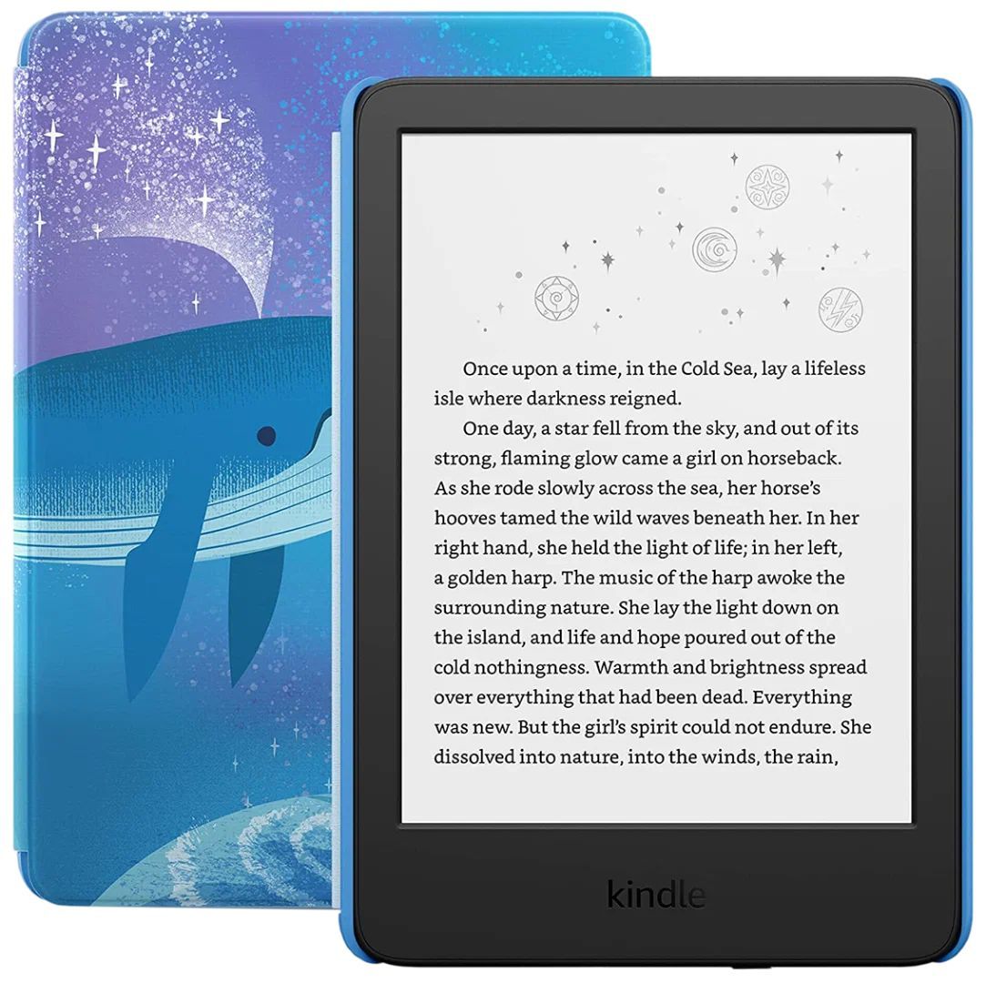 Amazon 6" Электронная книга Kindle Kids 2022 16Gb + оригинальная обложка Space Whale, черный