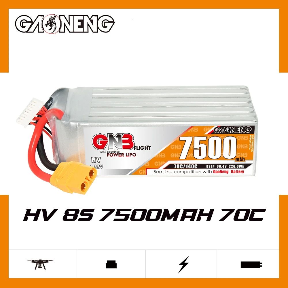 Gaogeng GNB 8S HV 30.4V 7500mAh 70C XT90 Lipo battery