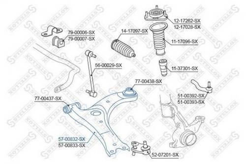 Рычаг левый toyota auris/corolla 06 Stellox 57-00832-SX