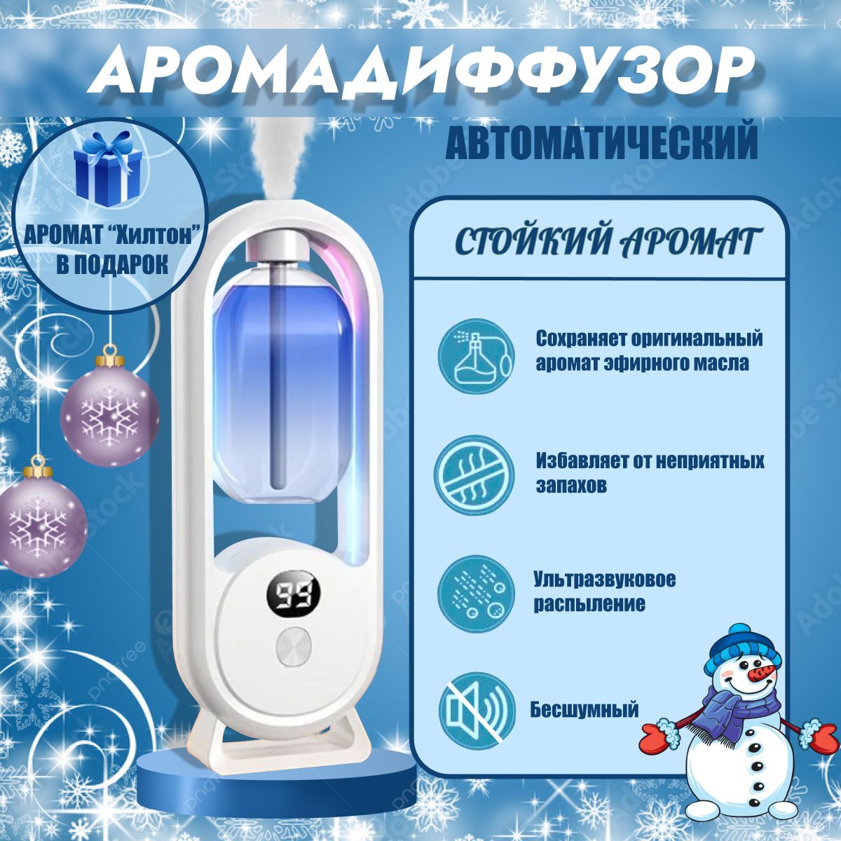 Ароматический диффузор для дома, автоматический, электрический Р8 PRO + аромат Хилтон