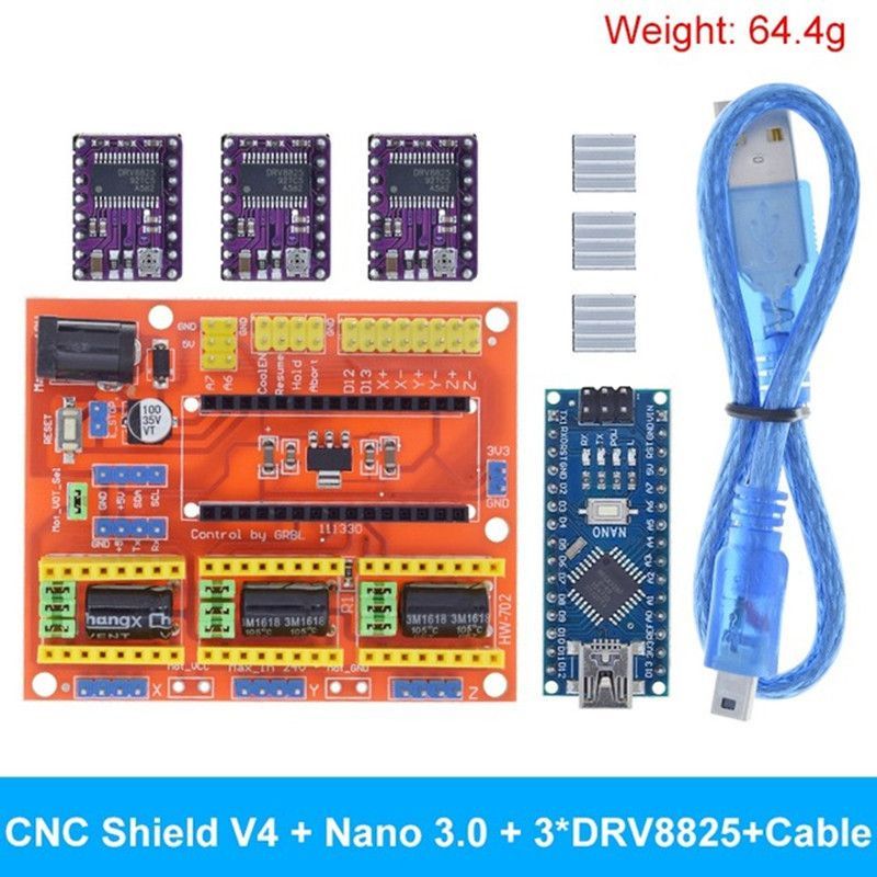 ПлатарасширенияCNCV3ShieldдляArduinoUno.МодульNanoV3.0.МодульрасширениядляЧПУсдрайверамишаговогодвигателяA4988