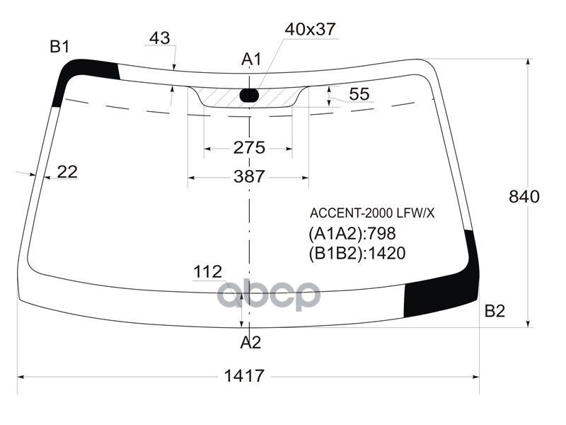 XYG Стекло лобовое (Сборка Россия) Hyundai Accent 99-12 / Verna 00-06 / ТагАЗ Accent 99-12