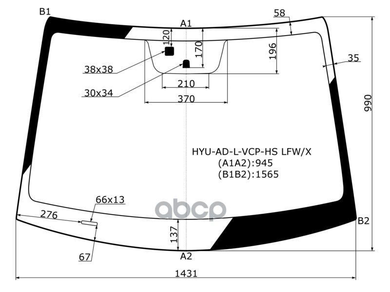 XYG Стекло лобовое (Место под датчик запотевания) Hyundai Elantra 15-20