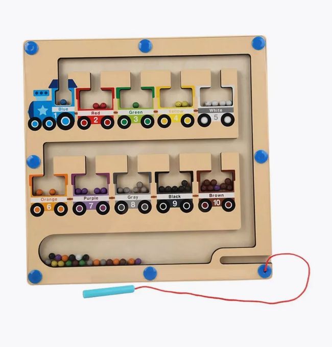 Деревянный лабиринт с магнитными шариками, детская развивающая игра