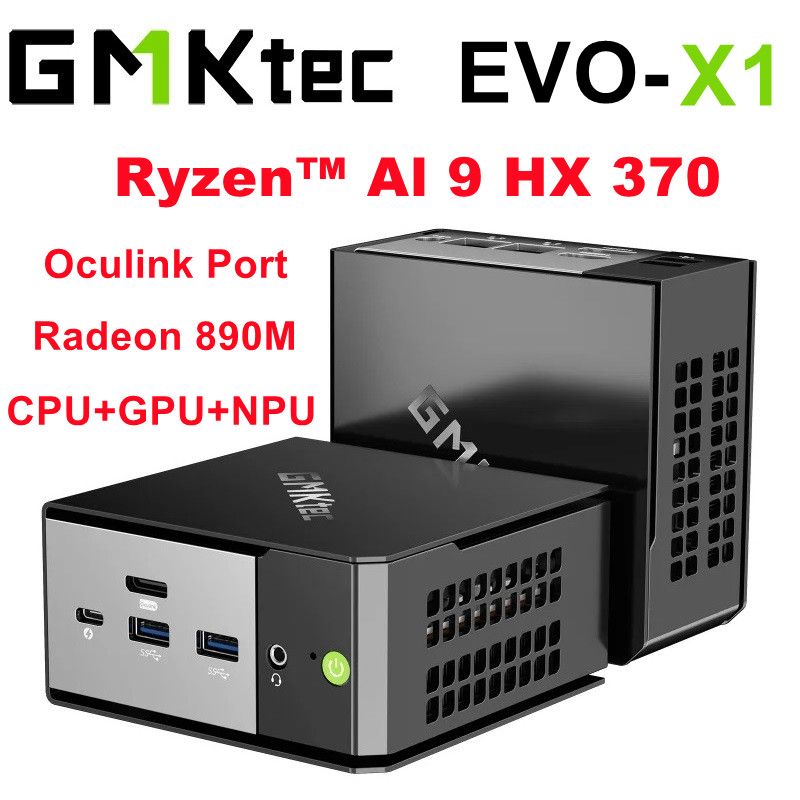 GMKtecМини-ПКGMKEVO-X1AMDRyzenAI9HX370миниПК(AMDRyzenAI9HX370,RAM32ГБ,SSD4000ГБ,AMDRadeon,Windows11Pro),中国,черный