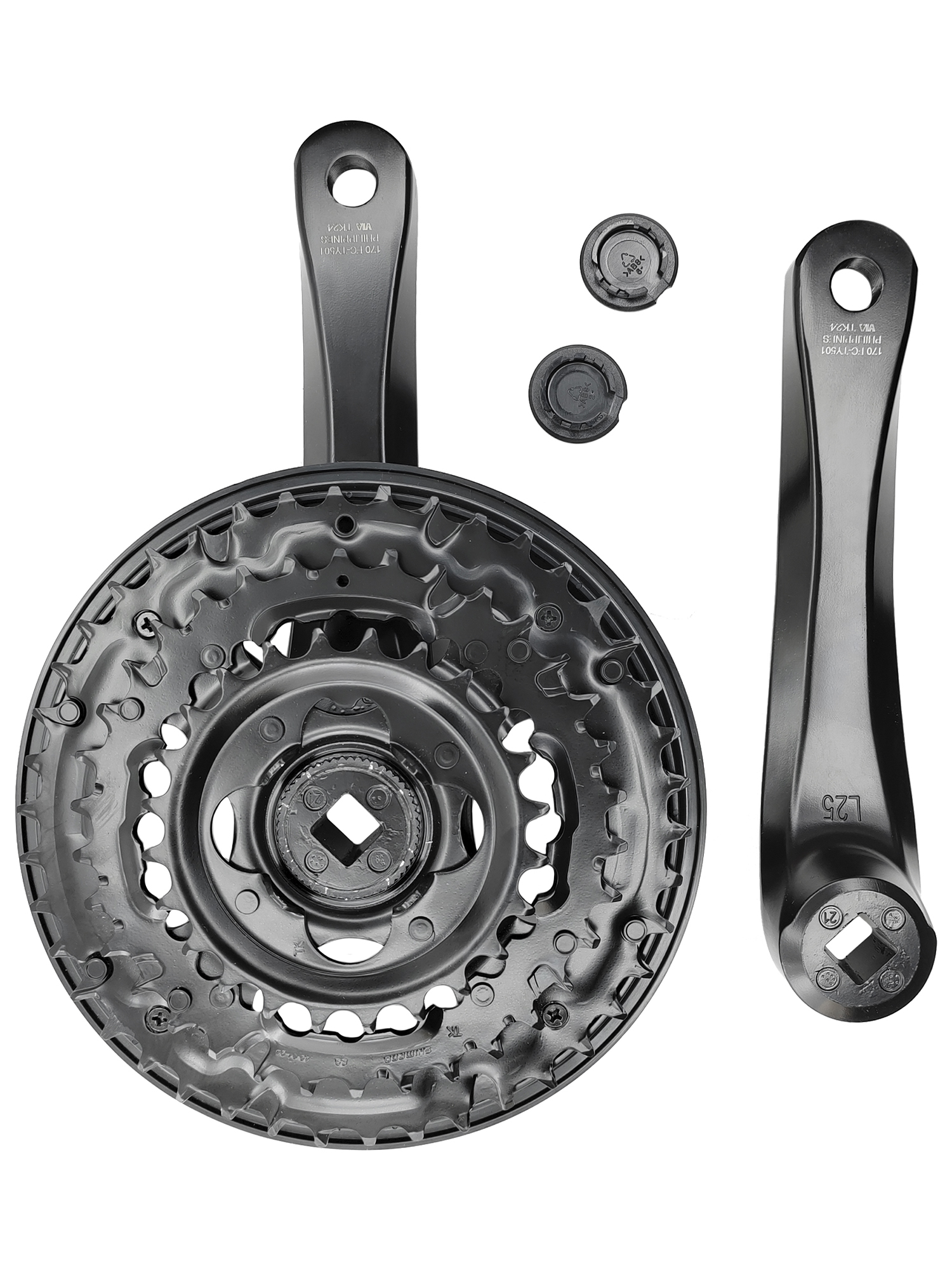 Shimano Шатуны для велосипедов FC-TY501, шатун 170 мм, под квадрат, звезды 42/34/24, с защитой, черный — Товары для велоспорта — фото 2