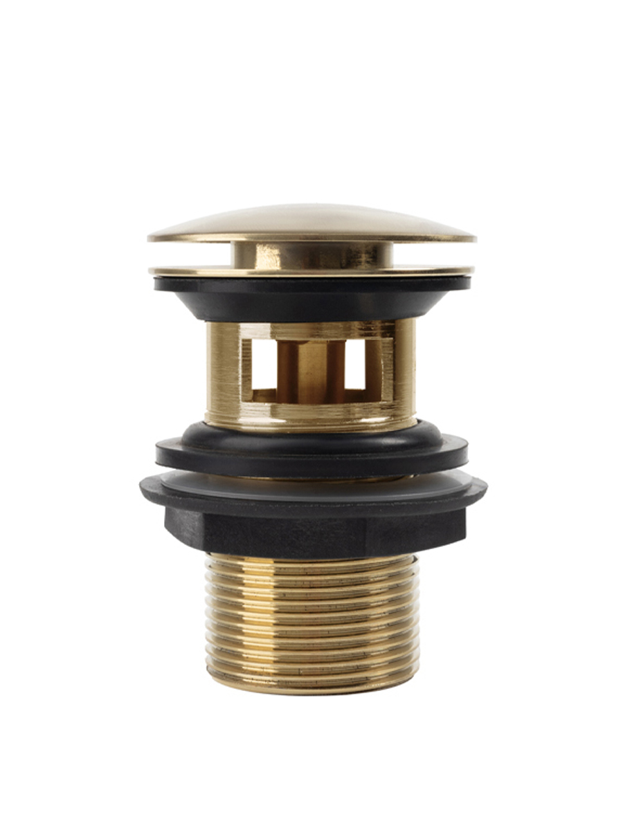 Фото товара на маркетплейсе ozon Донный клапан для раковины с переливом, система клик-клак, матовое золото, IDDIS, Slide, SLIMG1Wi88