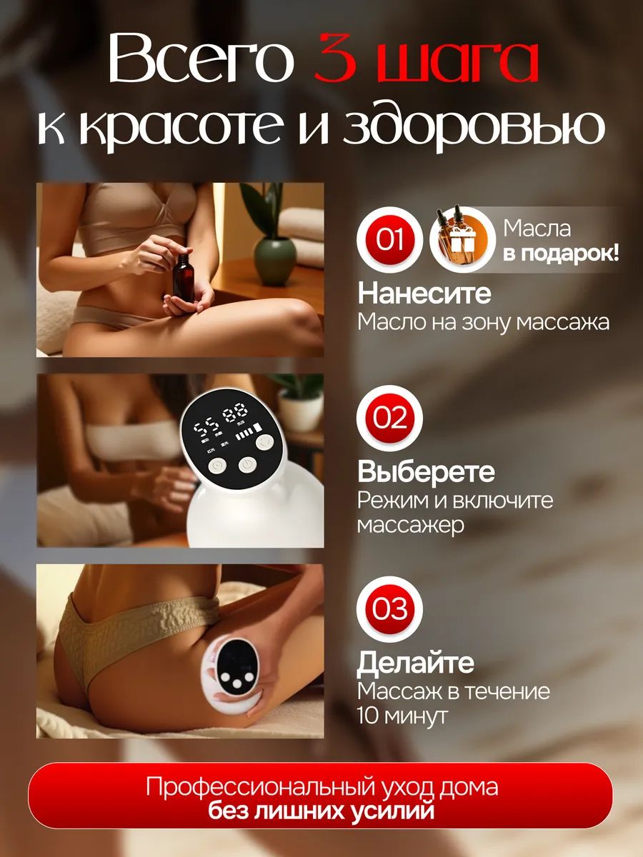 Вакуумный массажер антицеллюлитный, лимфодренажный аппарат для похуден(图4)