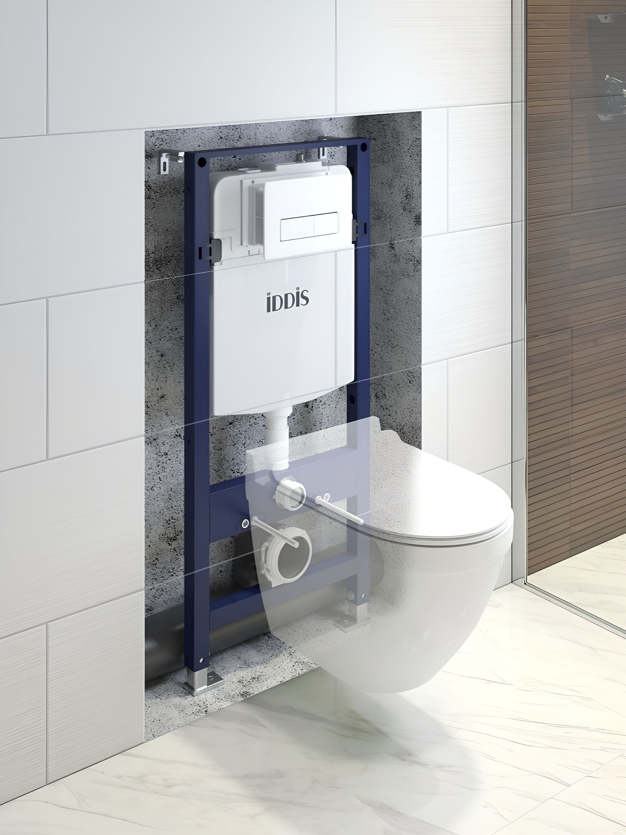 Фото товара на маркетплейсе ozon Комплект инсталляция для подвесного унитаза и белая клавиша смыва, Optima Home, IDDIS, OPH0000i32K