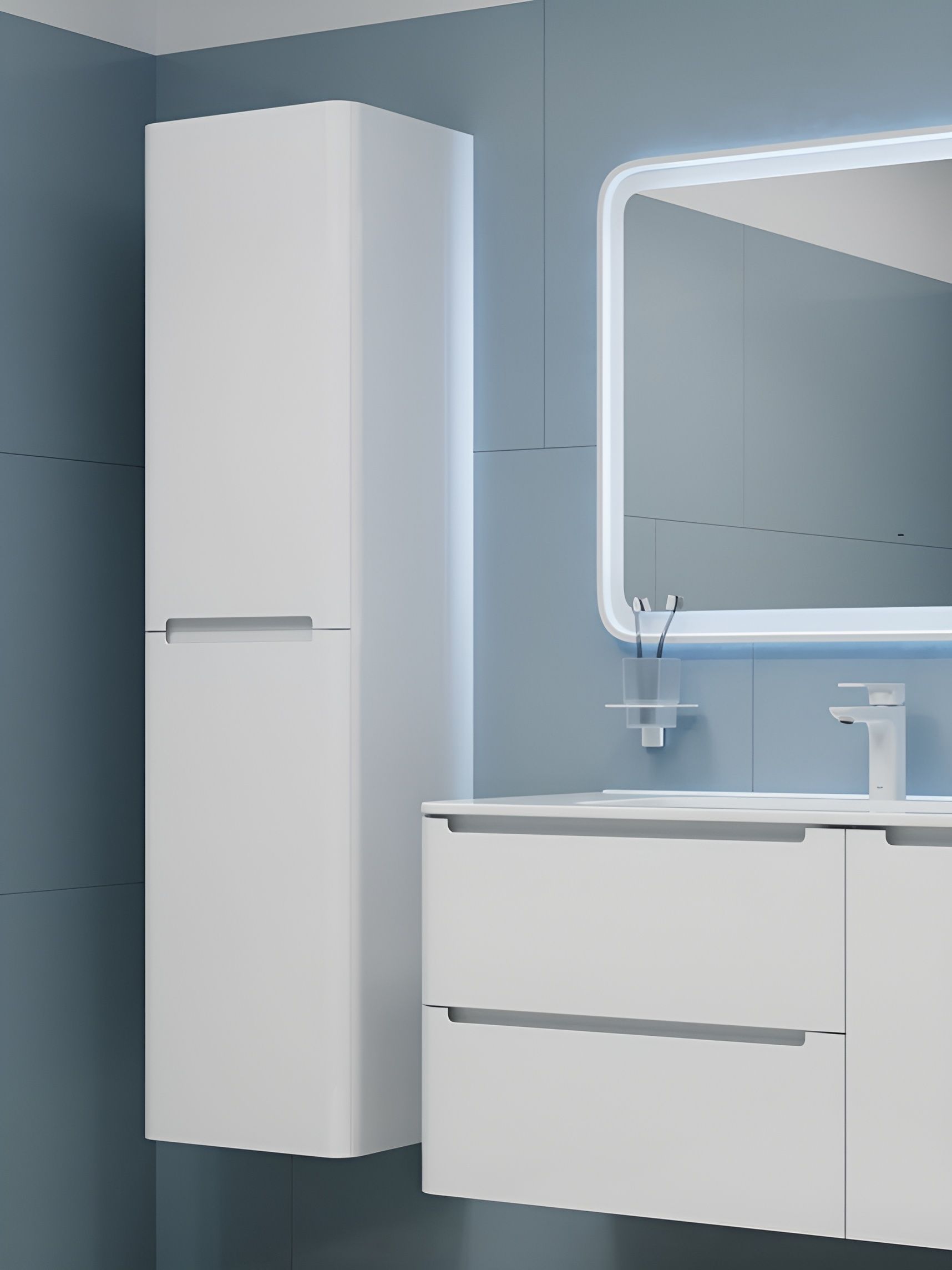 Фото товара на маркетплейсе ozon Шкаф-пенал в ванную IDDIS, подвесной, ширина 40 см, белый, Edifice, белый, EDI40W0i97