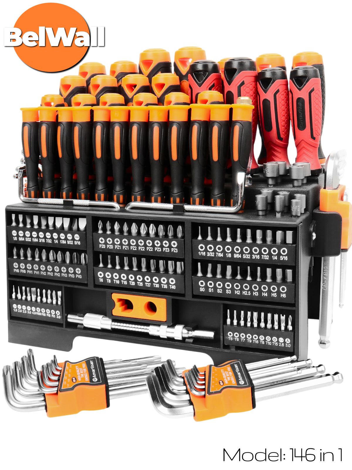 Наборпрофессиональныхотверток,торцевыхголовокибитвкейсеорганайзере146в1длядомаиточныхработ,наборинструментовдляремонтаавтомобиля,ручнойинструментсмагнитизатором
