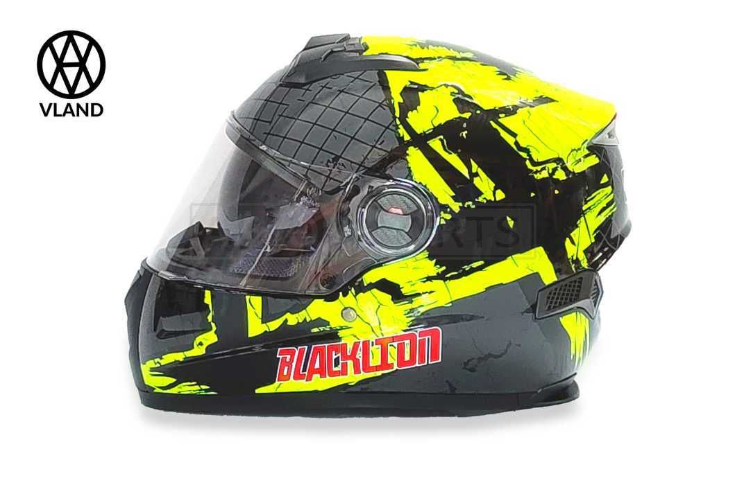 Шлем интеграл "VLAND" #M61 S, blacklion/black/yellow на мотоцикл / питбайк и скутер / прочная каска