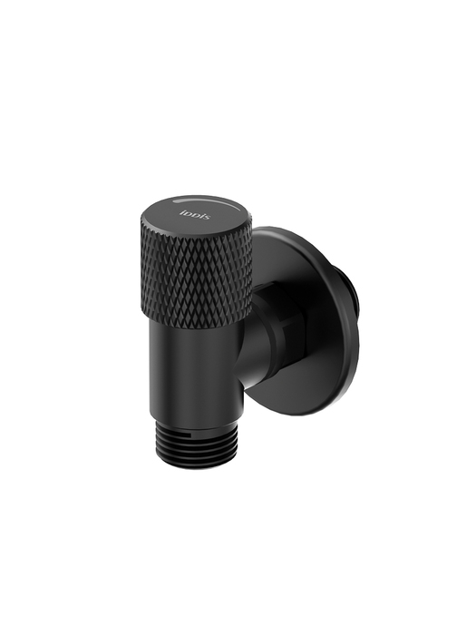 Фото товара на маркетплейсе ozon Кран угловой с отражателем, вынос 2 см, 1/2; 1/2, кран-букса, латунь, черный, IDDIS, 910B1A6C2BLZ