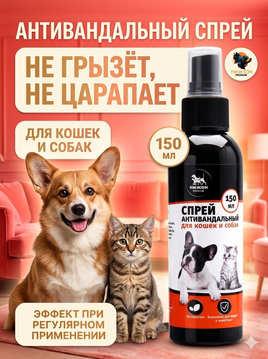 Спрей антигадин, отпугивающий для кошек и собак, антигрызин, для коррекции поведения, 150 мл