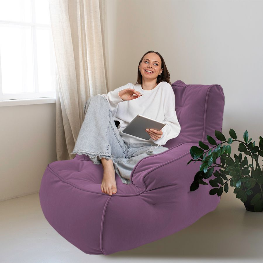 Современное кресло для отдыха aLounge - Tranquility Armchair - Sakura Pink (велюр, фиолетовый) - бескаркасная #1