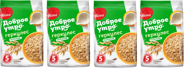 УВЕЛКА Доброе Утро Хлопья Овсяные геркулес полезный м/у 400 гр/4 шт ...