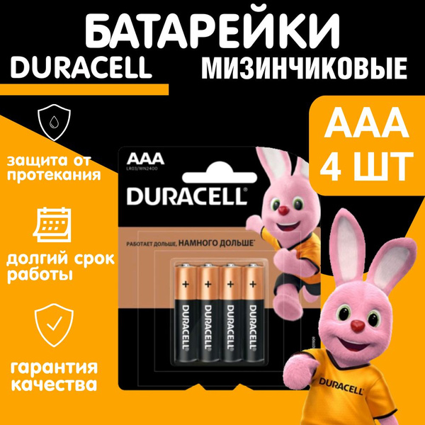Батарейки DURACELL AAA, 4шт ААА, Мизинчиковые - купить с доставкой по ...