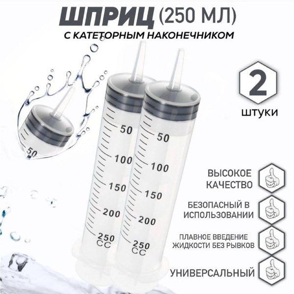 2шт. большой шприц (бытовой) 250 мл с трубкой 40см - купить с доставкой ...