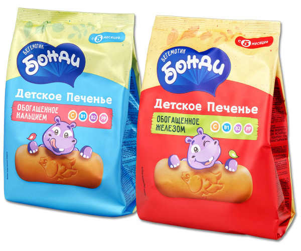 Печенье детское Бегемотик набор 2 вида с кальцием и железом, с 5 ...