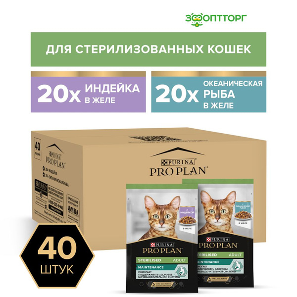 Влажный корм Pro Plan Nutrisavour Sterilised набор паучей для ...