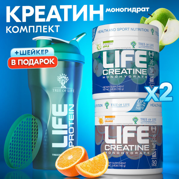 Набор спортивного питания креатин моногидрат в порошке два вкуса Life ...