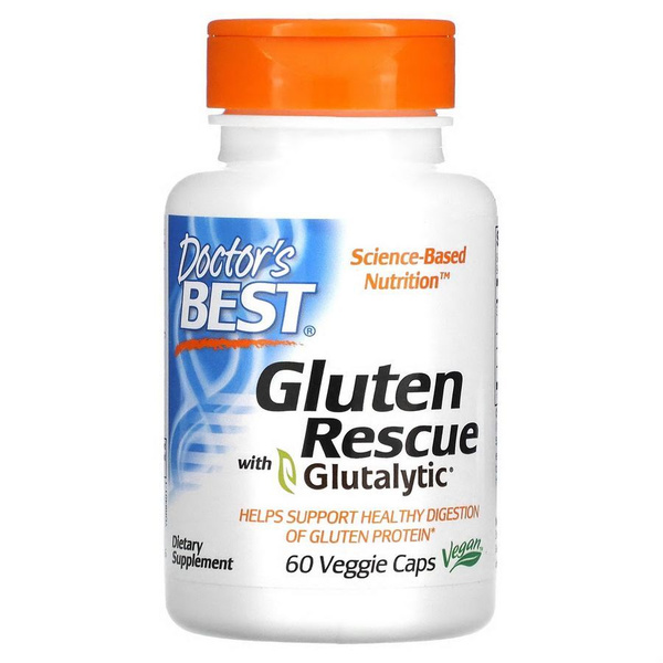 Пищевая добавка Doctor's Best, Gluten Rescue, ферменты для расщепления ...