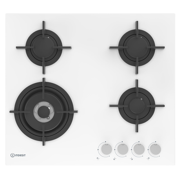 Газовая варочная поверхность Indesit INGT 62 IC/WH, 4 конфорки, белая ...