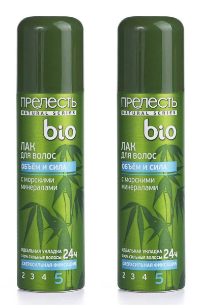 Прелесть /Лак для волос "Био" Объем и сила №5 с морскими минералами 160 ...