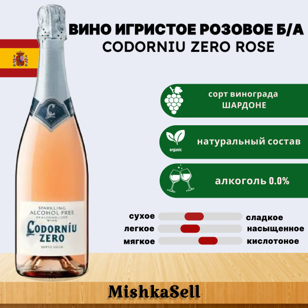 Безалкогольное вино игристое розовое Cava Codorniu Zero Rose - купить с ...